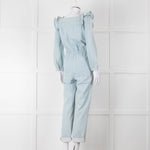 Iris Pale Blue Denim Frill Detail Jumpsuit