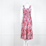 Me + Em White Orange Floral Sleeveless Tiered Dress