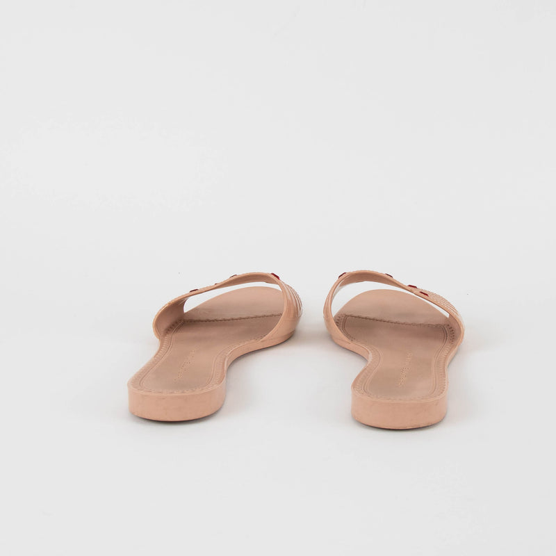 Charlotte Olympia Pale Pink Red Bead Hand Detail Sliders