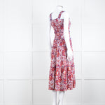 Me + Em White Orange Floral Sleeveless Tiered Dress