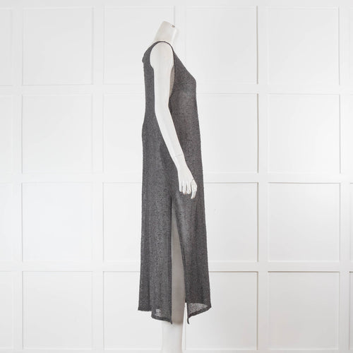 Sarah Pacini Metallic Grey Sleeveless Dress
