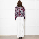 Mary Katrantzou Burgundy Silver Road Sign Sweater