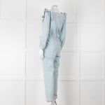 Iris Pale Blue Denim Frill Detail Jumpsuit