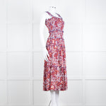 Me + Em White Orange Floral Sleeveless Tiered Dress