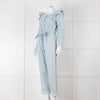 Iris Pale Blue Denim Frill Detail Jumpsuit