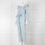 Iris Pale Blue Denim Frill Detail Jumpsuit
