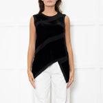 Proenza Schouler Black Silk + Velvet Sleeveless Top