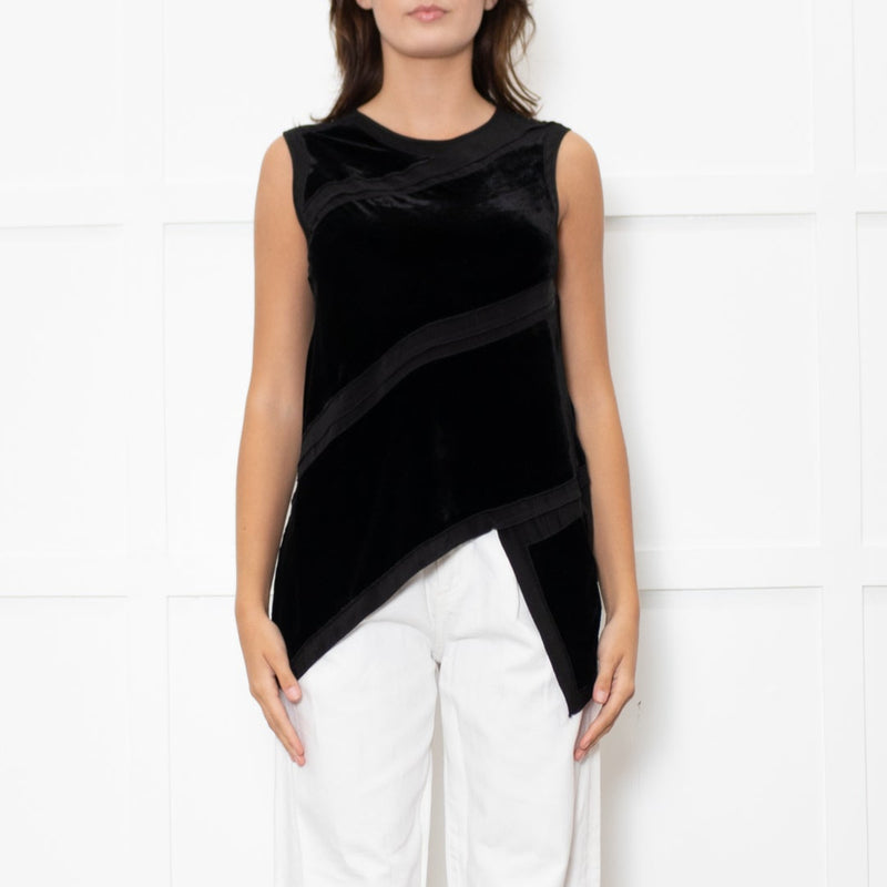 Proenza Schouler Black Silk + Velvet Sleeveless Top