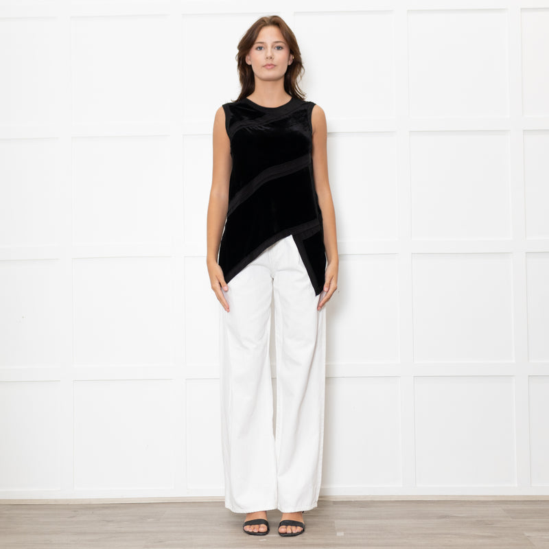 Proenza Schouler Black Silk + Velvet Sleeveless Top