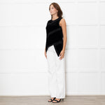 Proenza Schouler Black Silk + Velvet Sleeveless Top