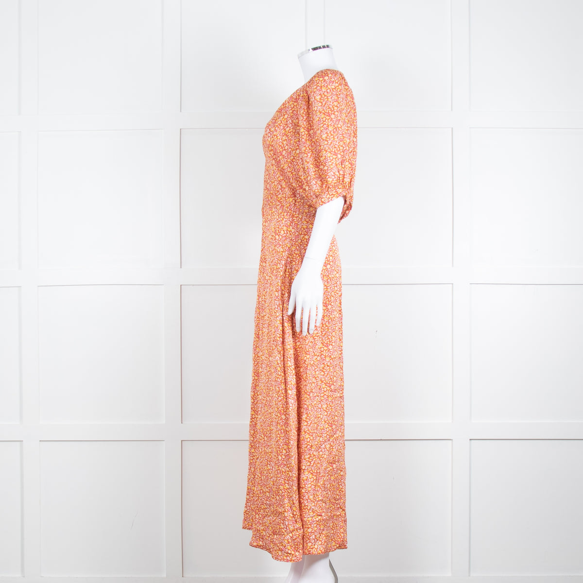 Vanessa Bruno Rust Yellow  Floral Short Sleeve Maxi Dress
