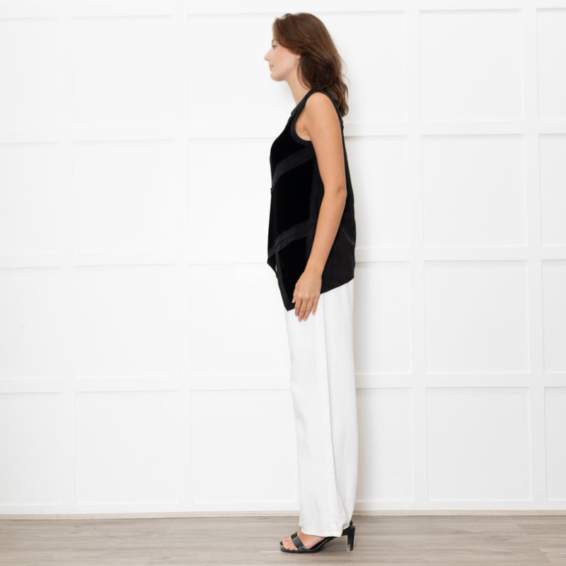 Proenza Schouler Black Silk + Velvet Sleeveless Top