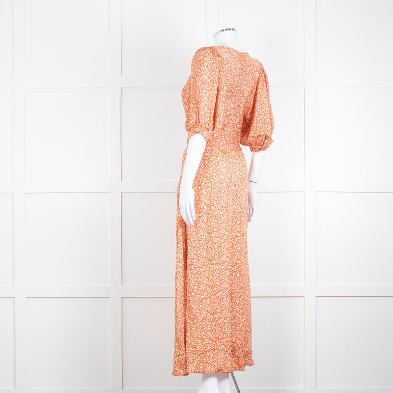 Vanessa Bruno Rust Yellow  Floral Short Sleeve Maxi Dress