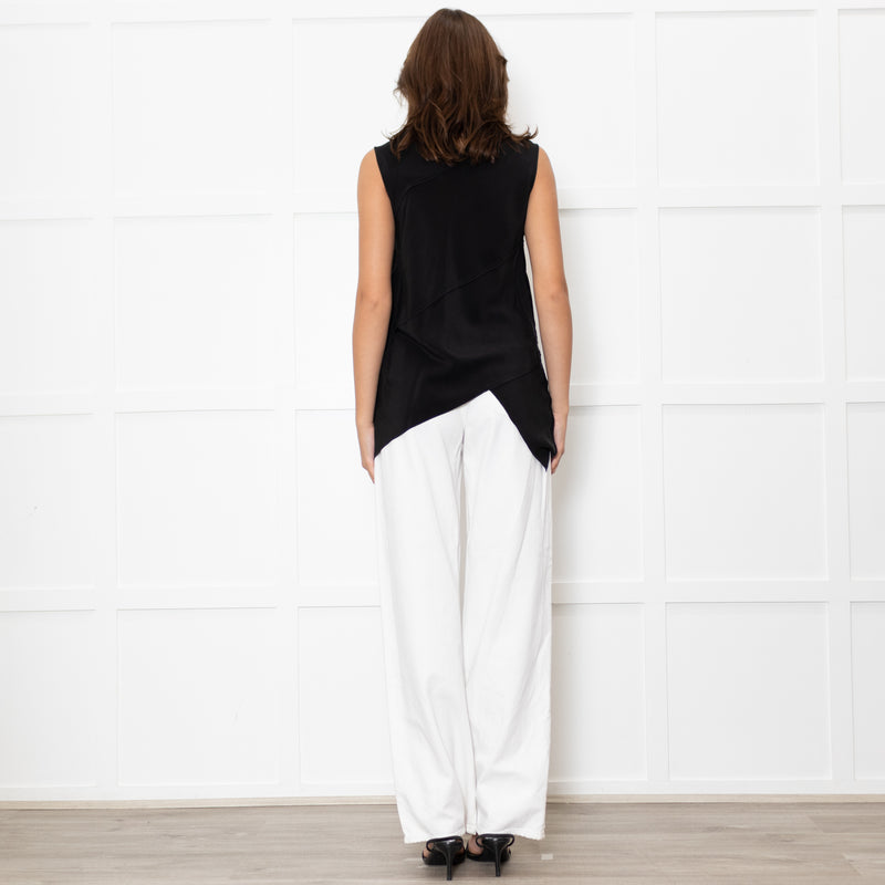 Proenza Schouler Black Silk + Velvet Sleeveless Top