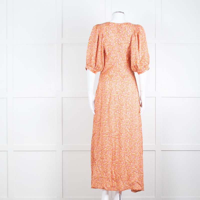 Vanessa Bruno Rust Yellow  Floral Short Sleeve Maxi Dress