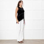 Proenza Schouler Black Silk + Velvet Sleeveless Top