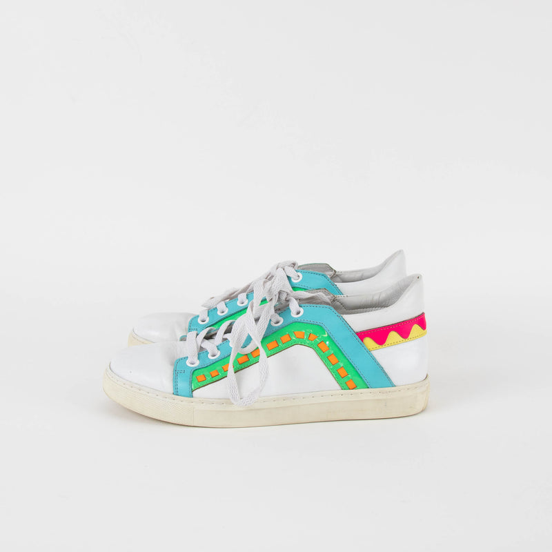 Sophia Webster White And Multi Leather Trainers