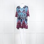 Ba&sh Navy Burgundy Print Textured Fabric Mini Dress