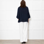 Eskandar Navy Linen Tunic Top
