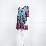 Ba&sh Navy Burgundy Print Textured Fabric Mini Dress