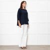 Eskandar Navy Linen Tunic Top