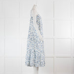 Max Mara White Blue Cotton Sleeveless Maxi Sun Dress