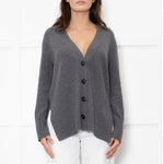 Amina Rubinacci Grey Cashmere V Front Cardigan