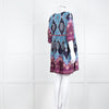 Ba&sh Navy Burgundy Print Textured Fabric Mini Dress