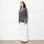 Amina Rubinacci Grey Cashmere V Front Cardigan