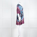 Ba&sh Navy Burgundy Print Textured Fabric Mini Dress