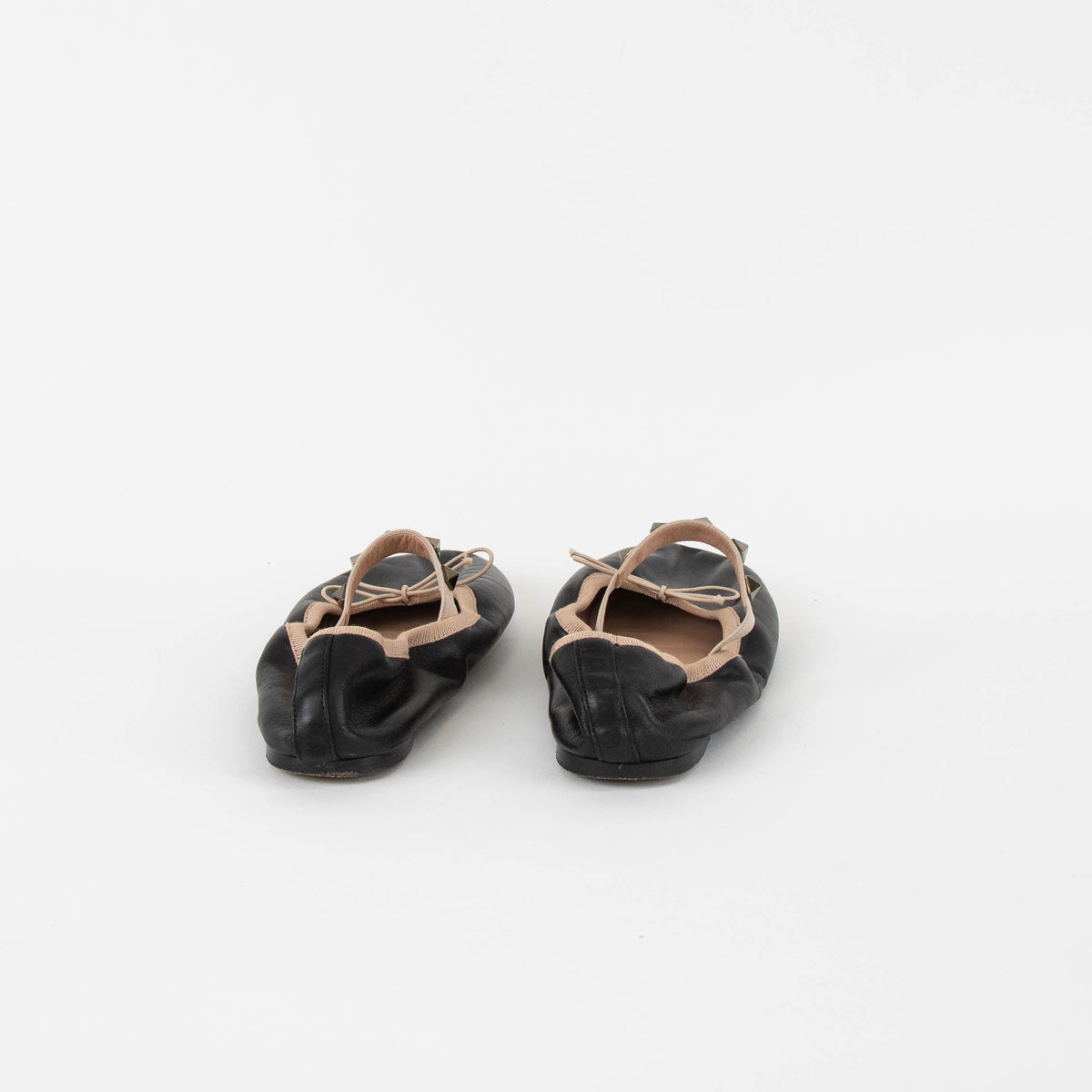 Valentino Black Leather Rockstud Ballet Pumps