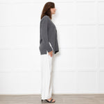 Amina Rubinacci Grey Cashmere V Front Cardigan