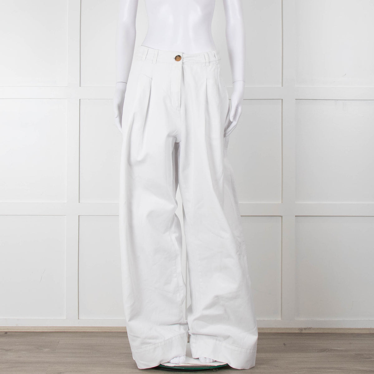 ME + EM White Cotton Wide Leg Trousers