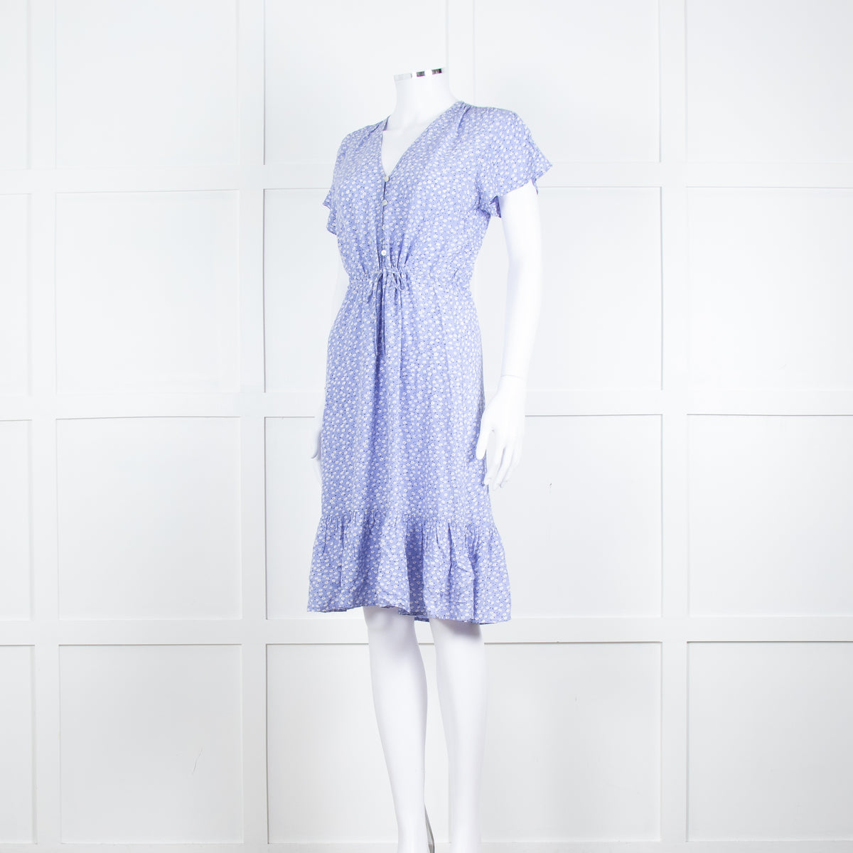 Rails Lilac White Floral Short Sleeve Midi Dress