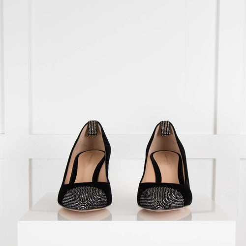 Gianvito Rossi Crystal Embellished Velvet Court Shoe