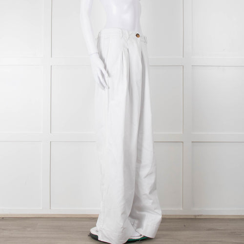 ME + EM White Cotton Wide Leg Trousers