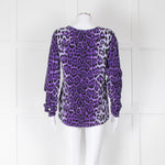 Equipment Purple Black Animal Print Long Sleeve Silk Shirt