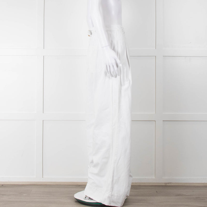 ME + EM White Cotton Wide Leg Trousers