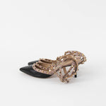 Valentino Garavani Black Beige Trim Rockstud  Pointy Heeled Shoes