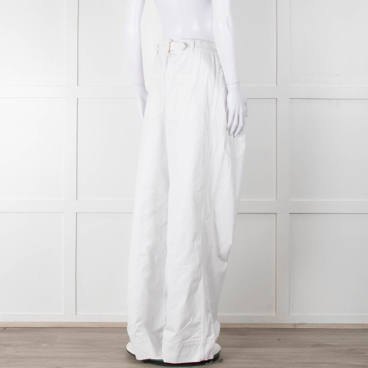 ME + EM White Cotton Wide Leg Trousers