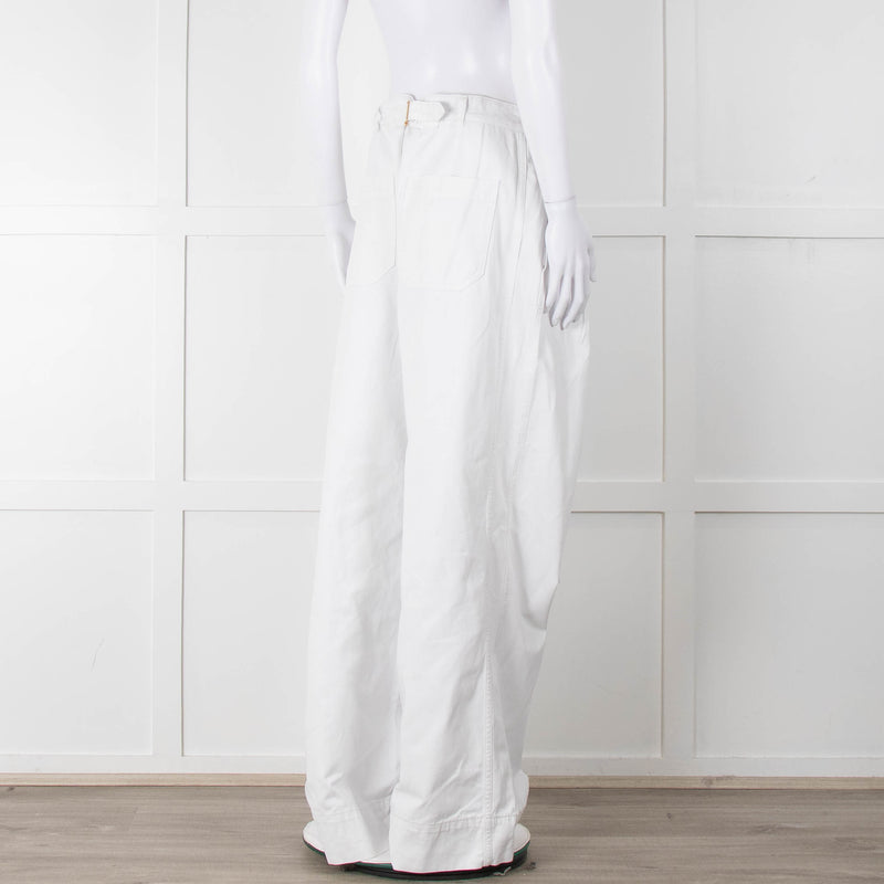 ME + EM White Cotton Wide Leg Trousers