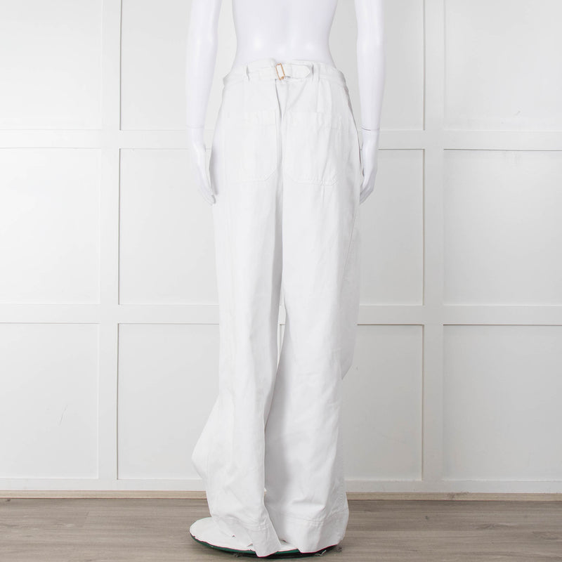 ME + EM White Cotton Wide Leg Trousers