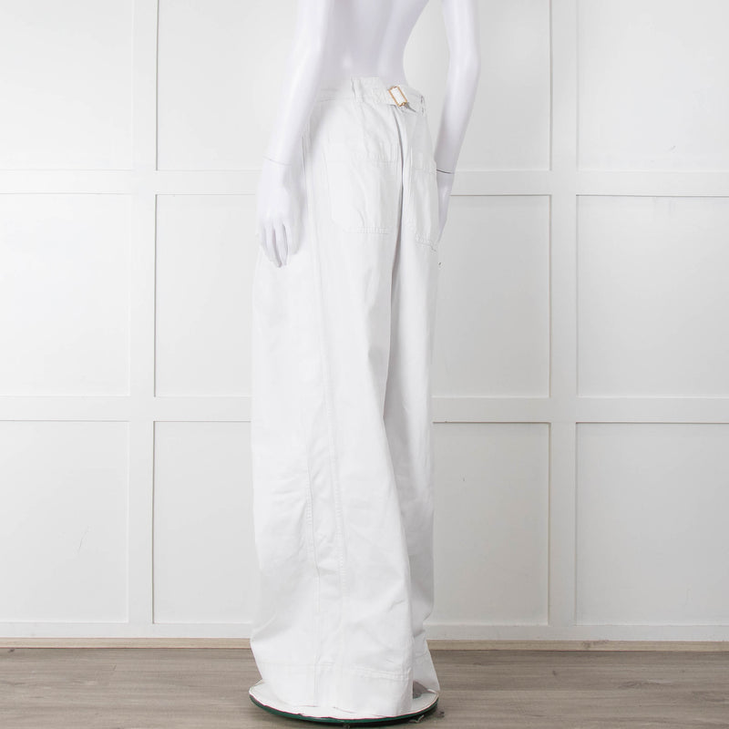ME + EM White Cotton Wide Leg Trousers