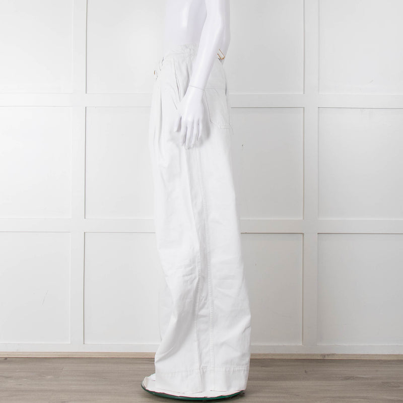 ME + EM White Cotton Wide Leg Trousers