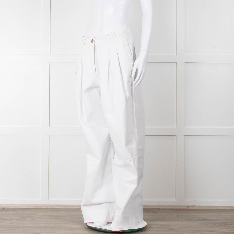 ME + EM White Cotton Wide Leg Trousers
