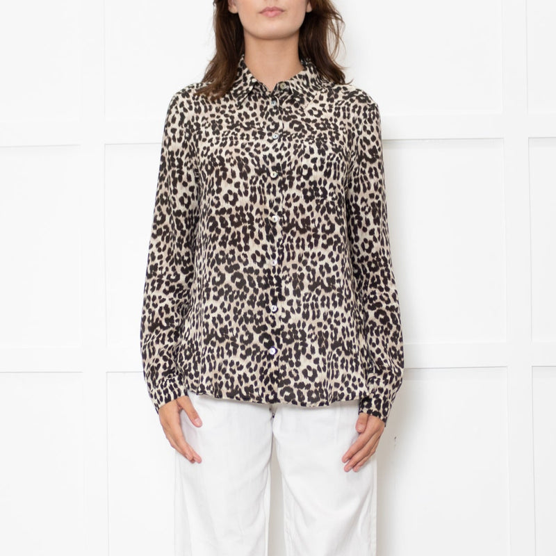 Marella Sport Silk Brown Animal Print Shirt