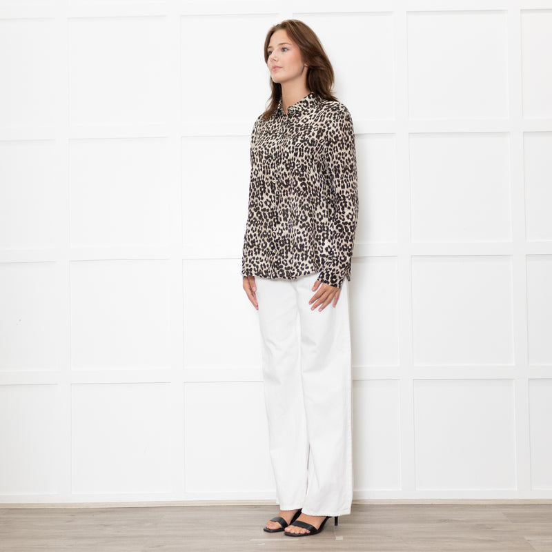 Marella Sport Silk Brown Animal Print Shirt
