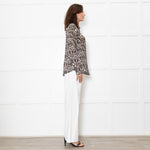 Marella Sport Silk Brown Animal Print Shirt