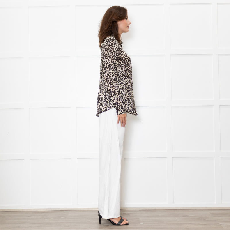 Marella Sport Silk Brown Animal Print Shirt