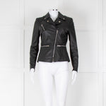 Muubaa Black Leather Short Biker Jacket